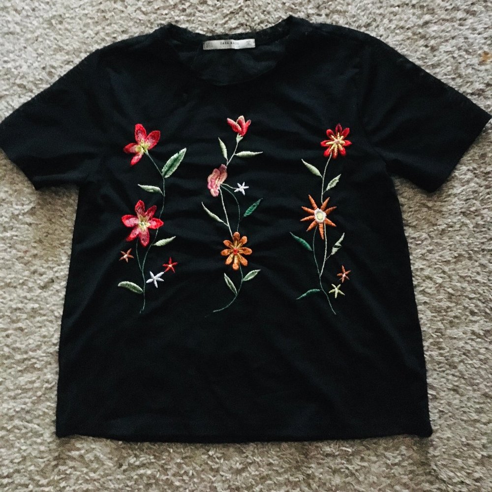 Embroidered Mesh Blouse